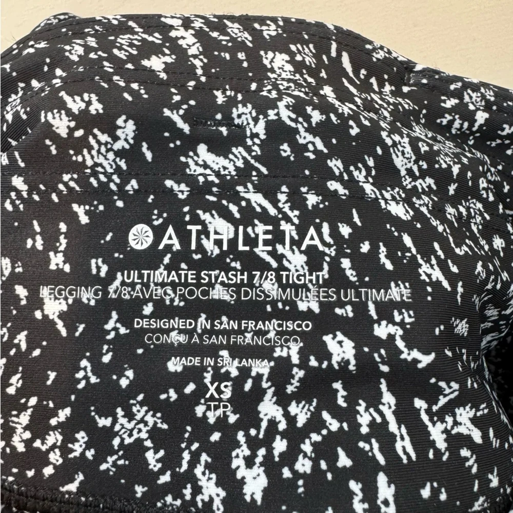 Athleta Ultimate Stash 7/8 Leggings XS‎ Black Storm Texture High Rise - Picture 5 of 7